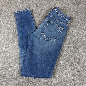 DOMREBEL Montreal Distressed Skinny Jeans Blue Paint Splatter Patch Mens 30